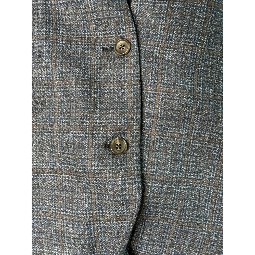 Jos A Bank Reserve Blazer 48L Blue Brown Plaid Wool Made in USA Italian Fabric - Picture 4 of 14
